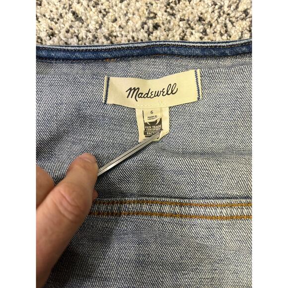 Madewell Denim Square Neck Crop Top, Dark Wash Women’s Small, Button Up Western - Picture 5 of 14